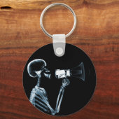 X-RAY SKELETON OP MEGAPHONE - BLUE SLEUTELHANGER (Voorkant)