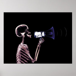 X-RAY SKELETON OP MEGAPHONE - ORIGINEEL POSTER