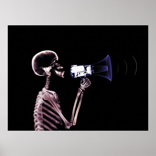 X-RAY SKELETON OP MEGAPHONE - ORIGINEEL POSTER (Voorkant)