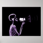 X-RAY SKELETON OP MEGAPHONE - PAARS POSTER (Voorkant)