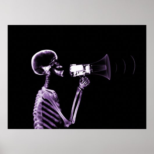 X-RAY SKELETON OP MEGAPHONE - PAARS POSTER (Voorkant)