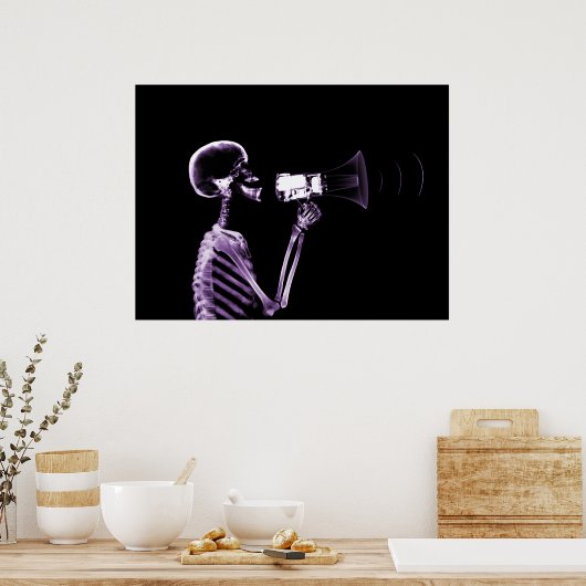 X-RAY SKELETON OP MEGAPHONE - PAARS POSTER (Keuken)
