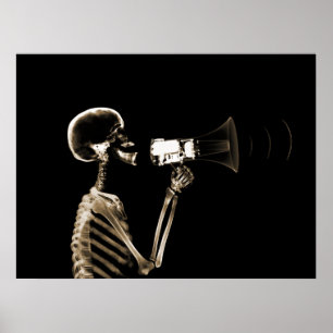 X-RAY SKELETON OP MEGAPHONE - SEPIA POSTER