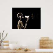 X-RAY SKELETON OP MEGAPHONE - SEPIA POSTER (Keuken)