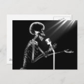 X-RAY SKELETON OP RETRO MIC - B&W BRIEFKAART (Voorkant / Achterkant)