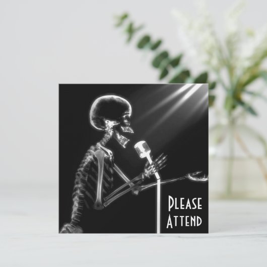 X-RAY SKELETON OP RETRO MIC - B&W KAART (Staand voorkant)