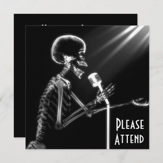 X-RAY SKELETON OP RETRO MIC - B&W KAART (Voorkant / Achterkant)