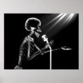 X-RAY SKELETON OP RETRO MIC - B&W POSTER (Voorkant)