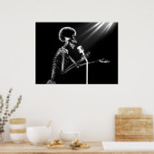 X-RAY SKELETON OP RETRO MIC - B&W POSTER (Keuken)
