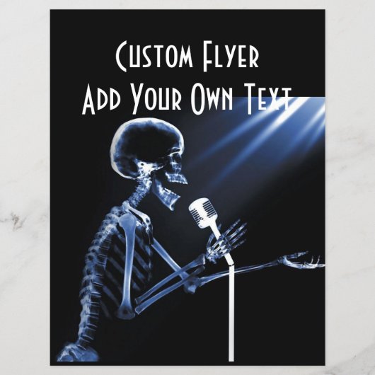 X-RAY SKELETON OP RETRO MIC - BLUE FLYER (Voorkant)