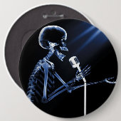 X-RAY SKELETON OP RETRO MIC - BLUE RONDE BUTTON 6,0 CM (Voorkant /achterkant)