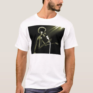 X-RAY SKELETON OP RETRO MIC - GEEL T-SHIRT