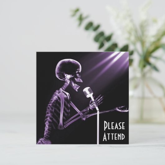 X-RAY SKELETON OP RETRO MIC - PAARS KAART (Staand voorkant)