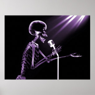 X-RAY SKELETON OP RETRO MIC - PAARS POSTER