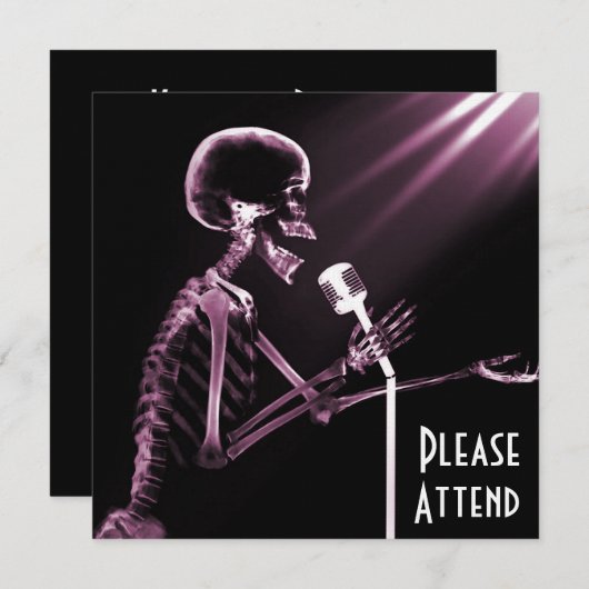 X-RAY SKELETON OP RETRO MIC - PINK KAART (Voorkant / Achterkant)