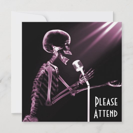 X-RAY SKELETON OP RETRO MIC - PINK KAART (Voorkant)