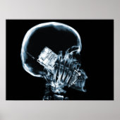 X-RAY SKELETON OP TELEFOON - BLAUW POSTER (Voorkant)