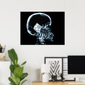 X-RAY SKELETON OP TELEFOON - BLAUW POSTER (Thuiskantoor)
