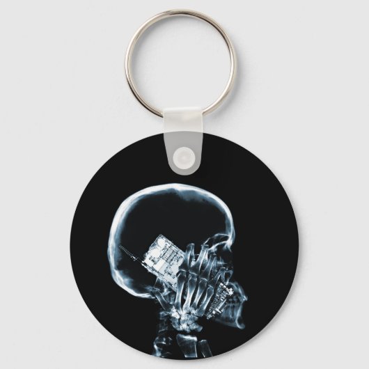 X-RAY SKELETON OP TELEFOON - BLAUW SLEUTELHANGER (Voorkant)