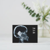 X-RAY SKELETON OP TELEFOON - BLAUW VISITEKAARTJE (Staand voorkant)