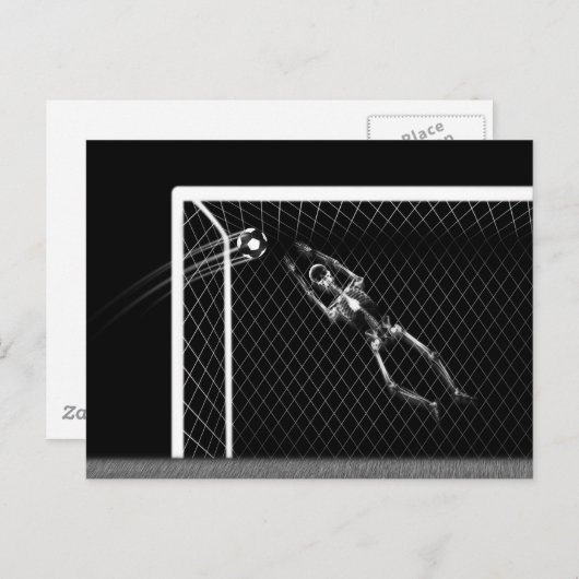 X-RAY SKELETON SOCCER GOALIE B&W BRIEFKAART (Voorkant / Achterkant)