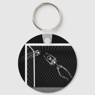 X-RAY SKELETON SOCCER GOALIE B&W SLEUTELHANGER