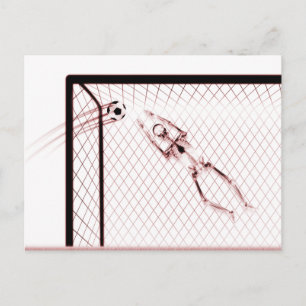 X-RAY SKELETON SOCCER GOALIE - RED BRIEFKAART