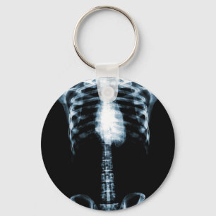X-RAY SKELETON TORSO RIBS BLUE SLEUTELHANGER