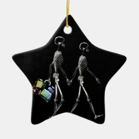 X-Ray Skeleton Tourist Couple Keramisch Ornament (Voorkant)