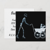 X-RAY SKELETON VROUW EN BABY-CARRIAGE - BLAUW KAART (Voorkant / Achterkant)