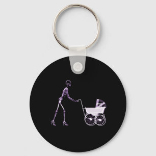 X-RAY SKELETON VROUW- EN BABY-CARRIAGE - PAARS SLEUTELHANGER