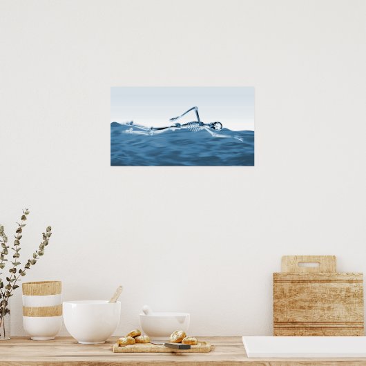 X-Ray Skeleton zwemmen in het Blauwmeer Poster (Keuken)