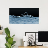 X-Ray Skeleton zwemmen in het Neg Blue-meer Poster (Thuiskantoor)