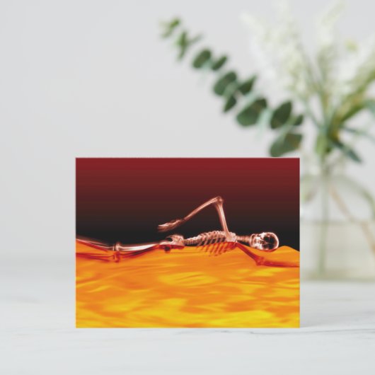 X-Ray Skeleton zwemmen in het vuurmeer Briefkaart (Staand voorkant)