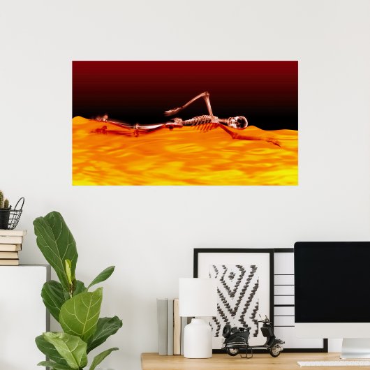 X-Ray Skeleton zwemmen in het vuurmeer Poster (Thuiskantoor)