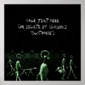 X-Ray Skeletons Midnight Stroll Black Green Poster (Voorkant)