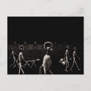 X-Ray Skeletons Midnight Stroll Black Sepia Briefkaart
