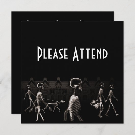 X-Ray Skeletons Midnight Stroll Black Sepia Kaart (Voorkant / Achterkant)