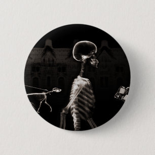 X-Ray Skeletons Midnight Stroll Black Sepia Ronde Button 5,7 Cm