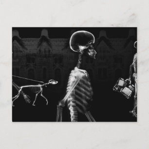 X-Ray Skeletons Midnight Stroll Black White Briefkaart