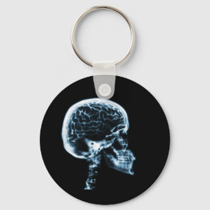 X-RAY SKULL BRAIN - BLAUW SLEUTELHANGER