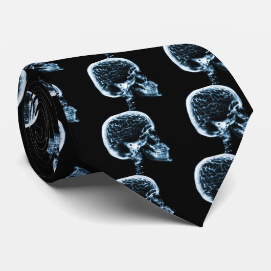 X-RAY SKULL BRAIN - BLAUW STROPDAS (Opgerold)