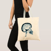 X-RAY SKULL BRAIN - BLAUW TOTE BAG (Voorkant (product))