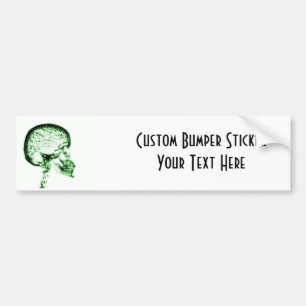 X-RAY SKULL BRAIN - GROEN BUMPERSTICKER