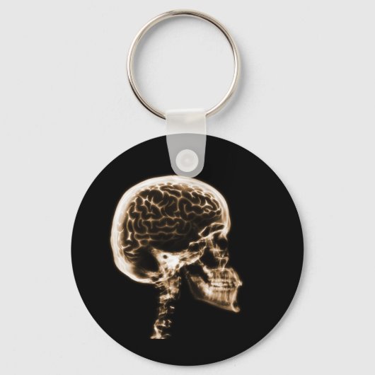 X-RAY SKULL BRAIN - ORANJE SLEUTELHANGER (Voorkant)