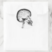 X-RAY SKULL BRAIN - ZWART EN WITTE RONDE STICKER (Tas)