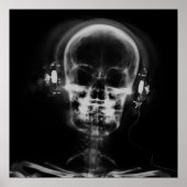X-Ray Skull met hoofdtelefoon - B&W Poster (Voorkant)