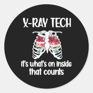 X-Ray Tech Bloemen RT Rad Tech X-Ray Technologist Ronde Sticker