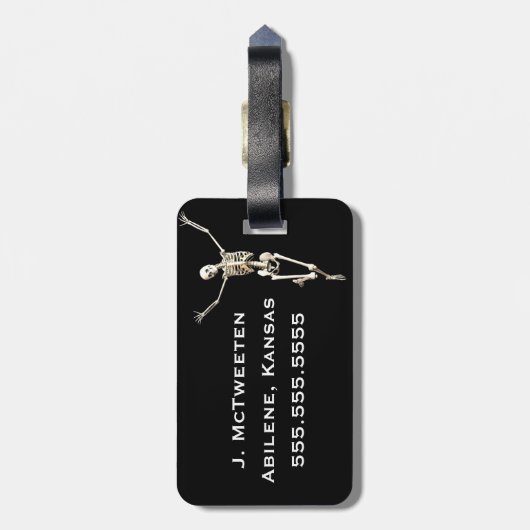 X-Ray Tech en drie vun skeletten Bagagelabel (Achterkant verticaal)