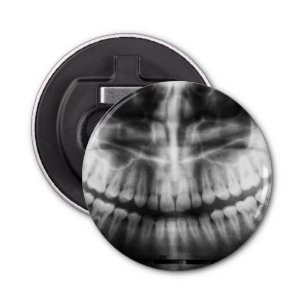 X-Ray Teeth Mouth Smile Black en White Button Flesopener